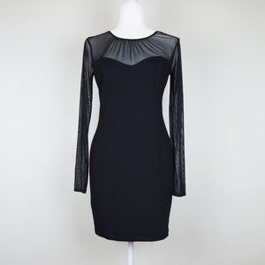 BCBG Longsleeve Cocktail Dress With Mesh Detail